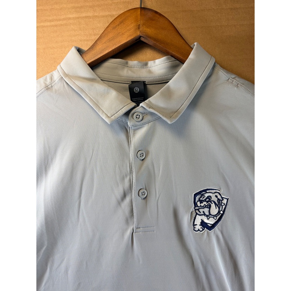 Lululemon ShowZero Polo Mens Large Gray Bulldog Logo Slim Fit Golf Shirt NWT